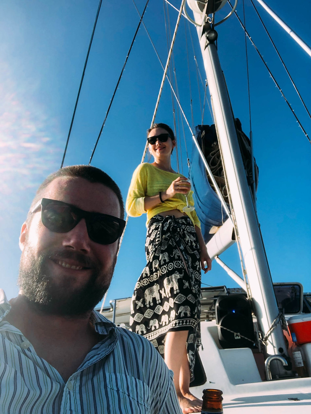 Aboard our Kendwa catamaran cruise - Chipp not willing to make the effort to stand for a picture...