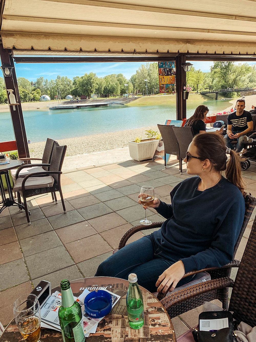 Enjoying a drink on the shores of Zagreb's Bundek Lake