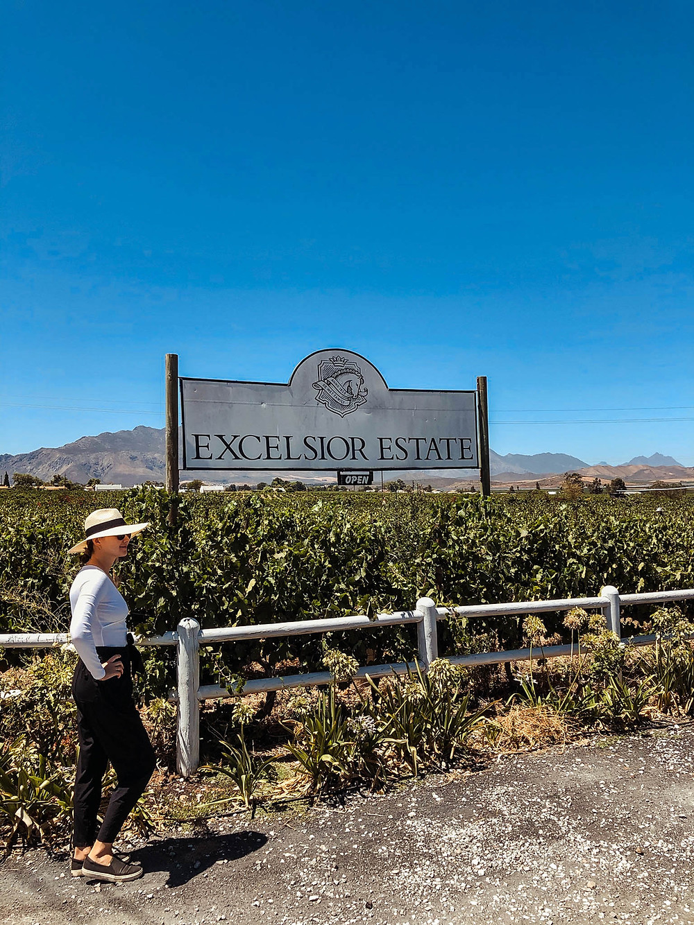 Jenna - looking stylish - at the entrance to Excelsior