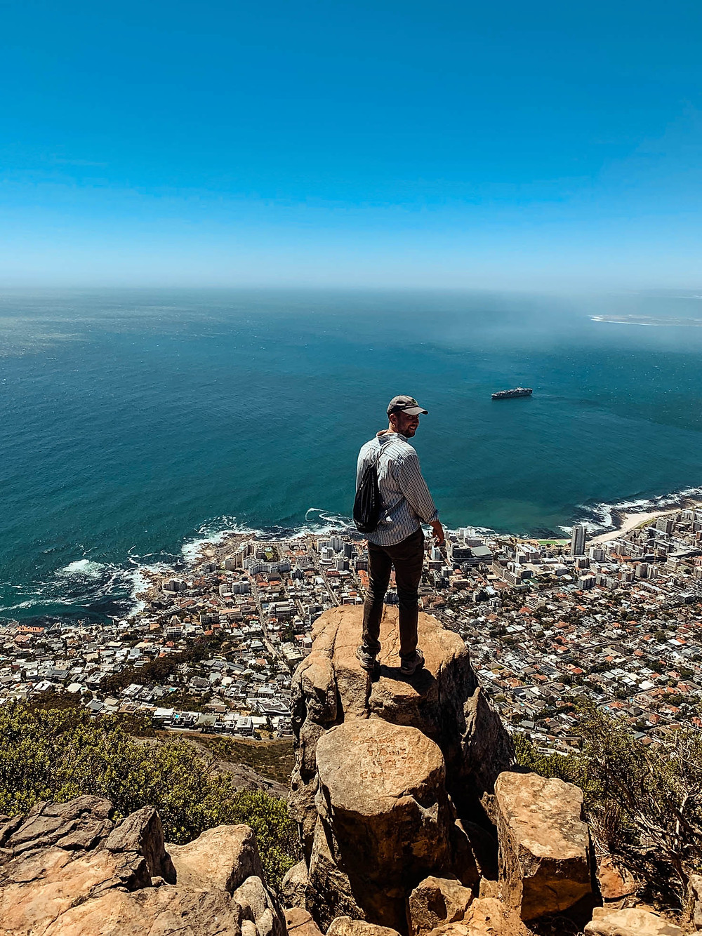 On top of Lion's Head and rewarded with 360 degree views of Cape Town