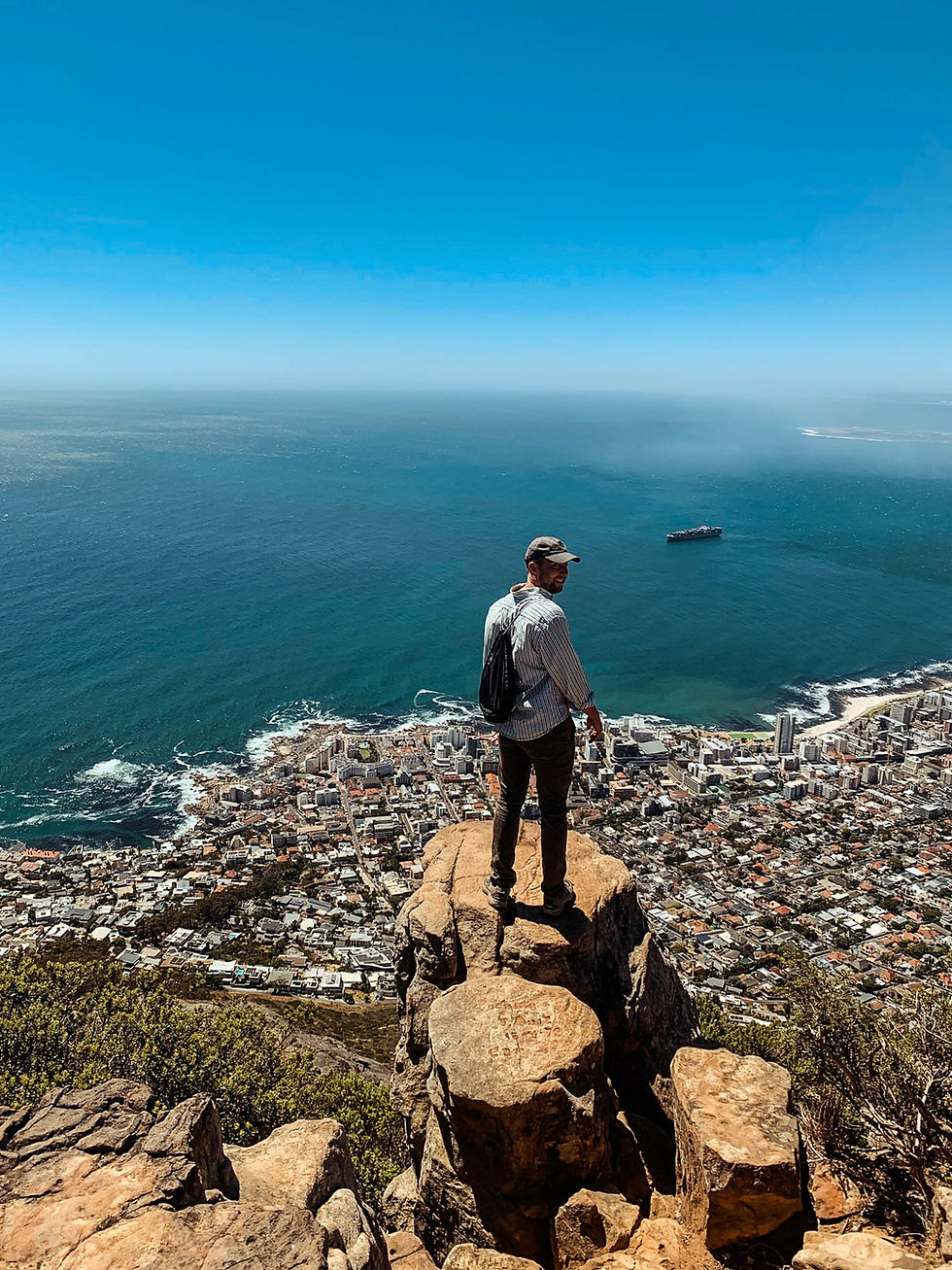On top of Lion's Head and rewarded with 360 degree views of Cape Town