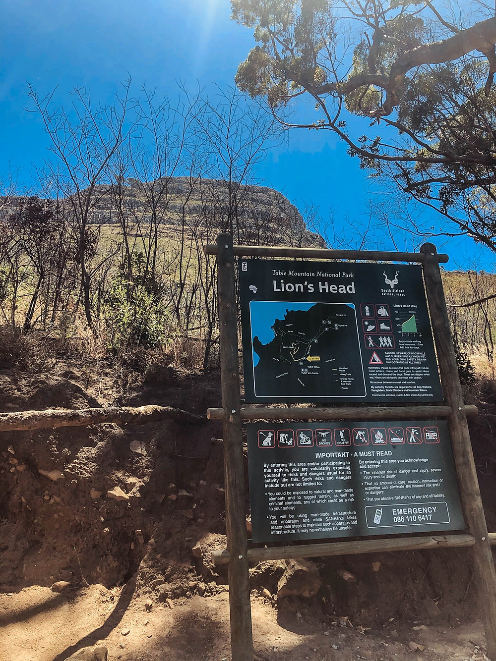Looking up at Table Mountain from the start of the official trail - easy place for an Uber drop-off