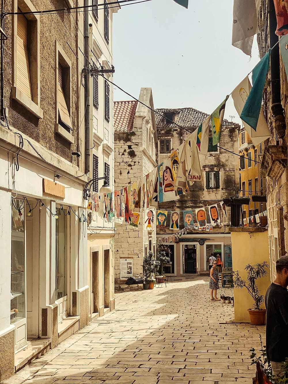 Old town Sibenik decorated with student art