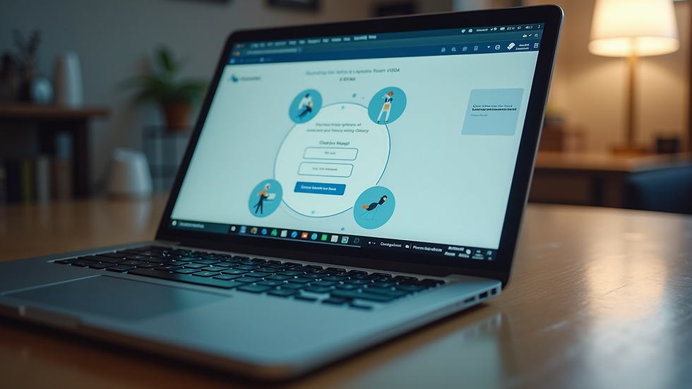 Eye-level view of a laptop screen showing an online testing service portal