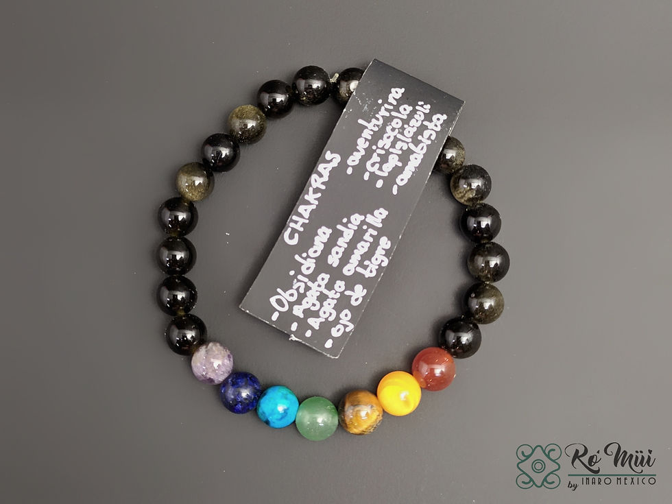 Miniatura: Pulsera Chakras con Obsidiana (unisex)