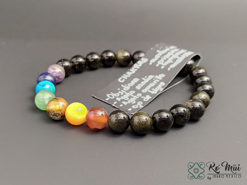 Miniatura: Pulsera Chakras con Obsidiana (unisex)