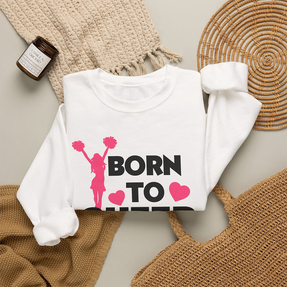 Thumbnail: Born to Cheer Crewneck Sweatshirt | Cheerleader Pom-Poms Shirt