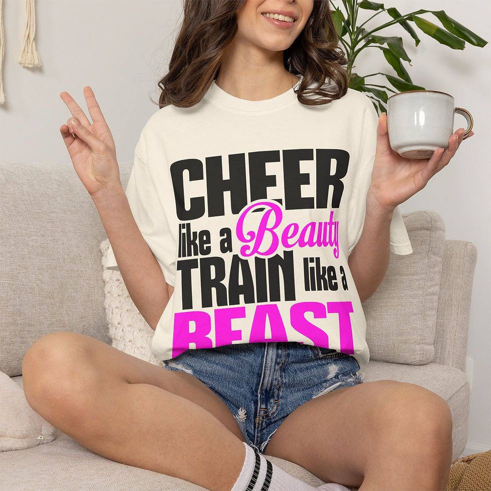 Thumbnail: Cheer Like a Beauty Train Like a Beast T-Shirt | Cheer Fitness Shirt