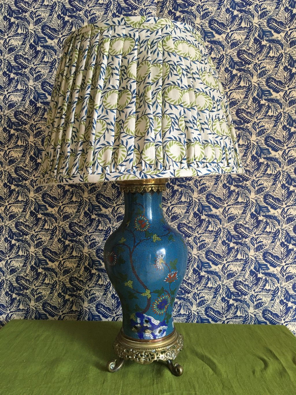 SOLD - Blue Cloisonne Chinese Vase Lamp