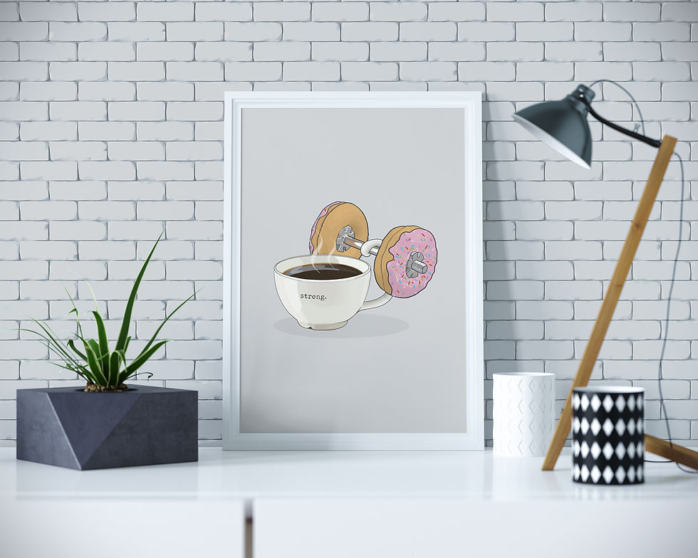 Strong Coffee Lifting a Donut Dumbbell Etsy Printable