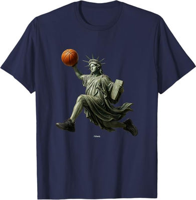 LADY LIBERTY BASKETBALL - FLYING THROUGH THE AIR TO DUNK T-SHIRT