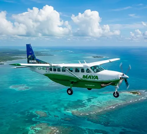 Maya Air hopper flight to Private Island Belize Thatch Caye.webp