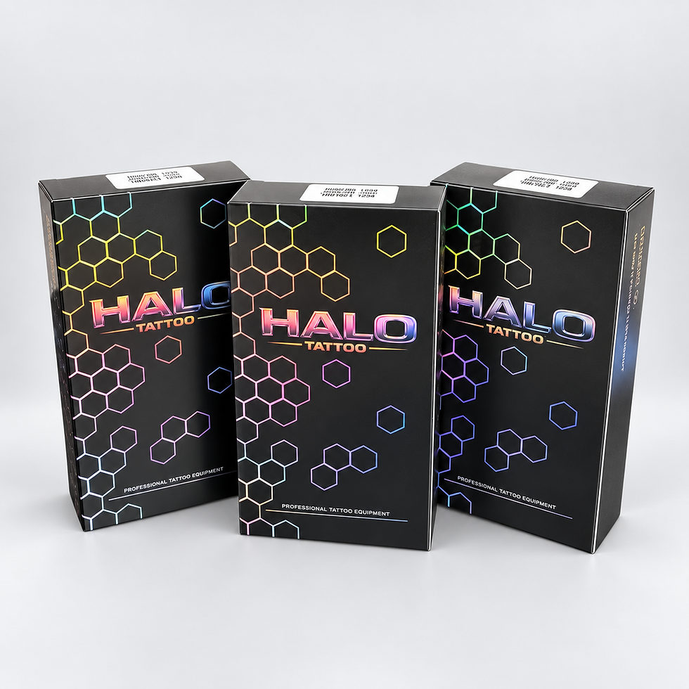 Three boxes of HALO round liner tattoo cartridges.