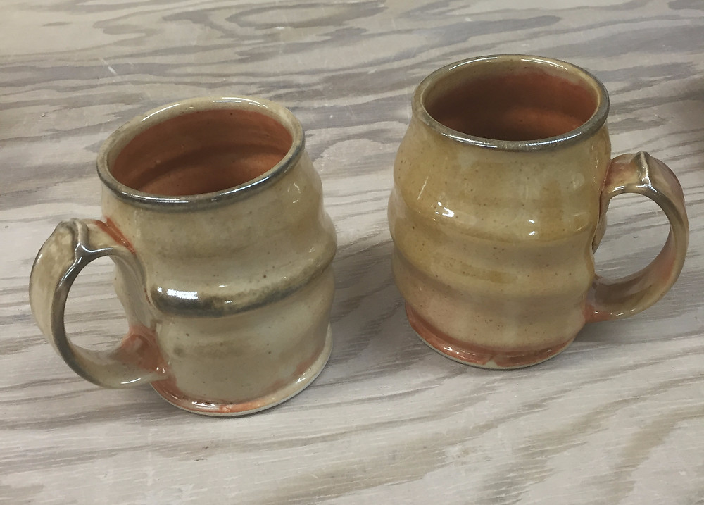 New Shino Mugs from a recent firing.
