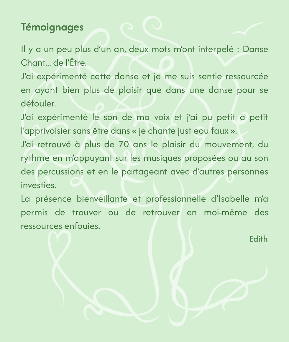 Témoignagne Edith - Le Chant des Hêtres