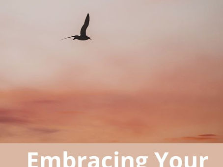 A lone bird soars through a serene pastel sky, symbolizing the freedom and serenity of embracing one’s true path.