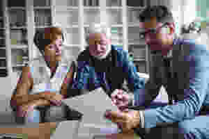 senior couple touring a senior living community