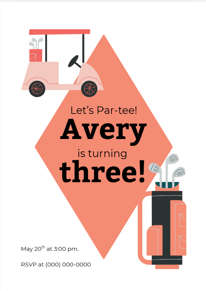 Golf Party Invitation Canva Template