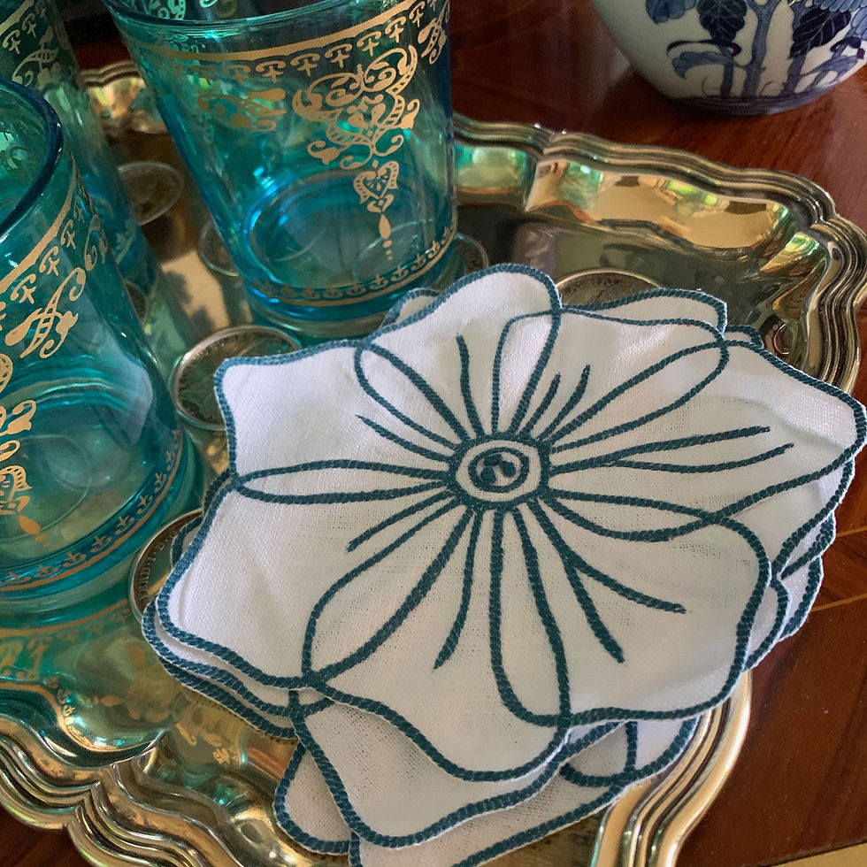 Thumbnail: Set of 4 Hibiscus Flower Cocktail Napkins
