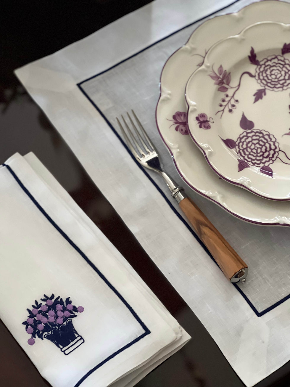 Thumbnail: Embroidered Napkin and Square Placemat Set