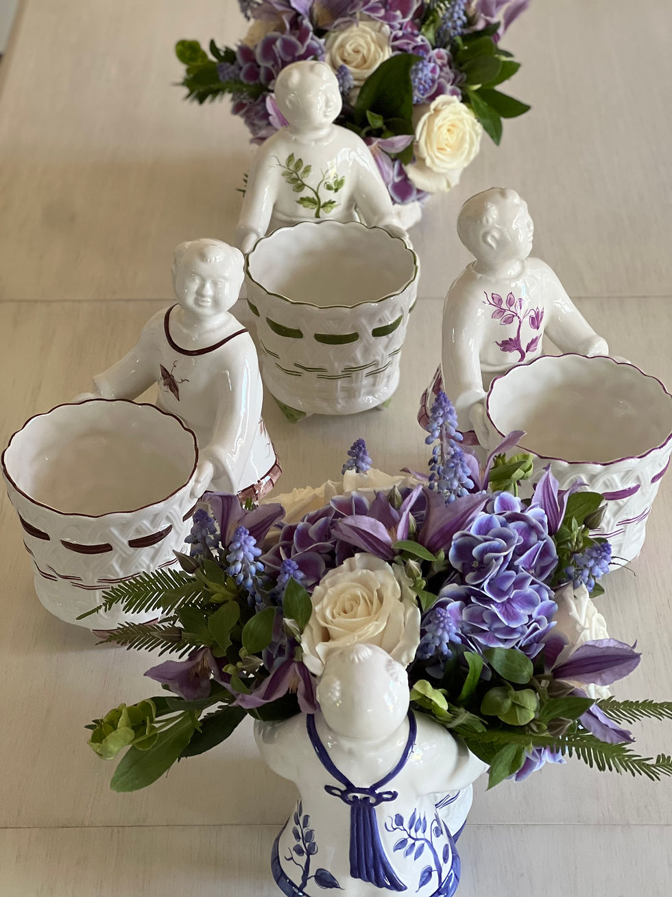 Thumbnail: Porcelain Figurine and Basket Vase