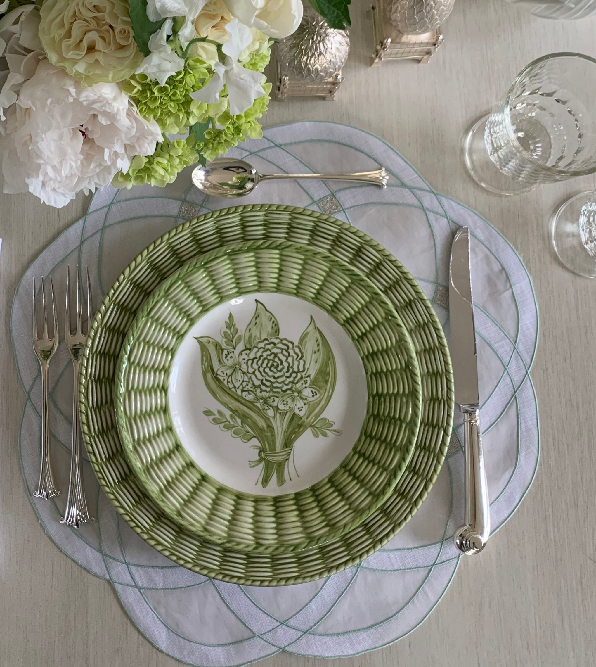 White Organza and Linen Placemat