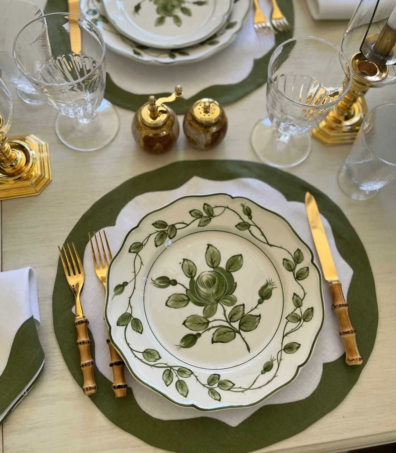 Green Garden Rose Plates by Everyday Elegance