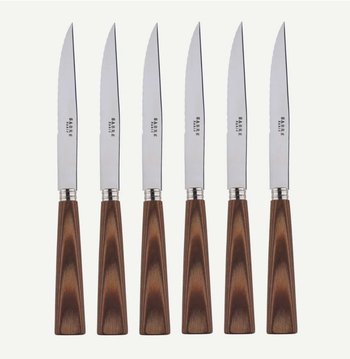 Nature Pressed Wood Steak Knives-Set of Six