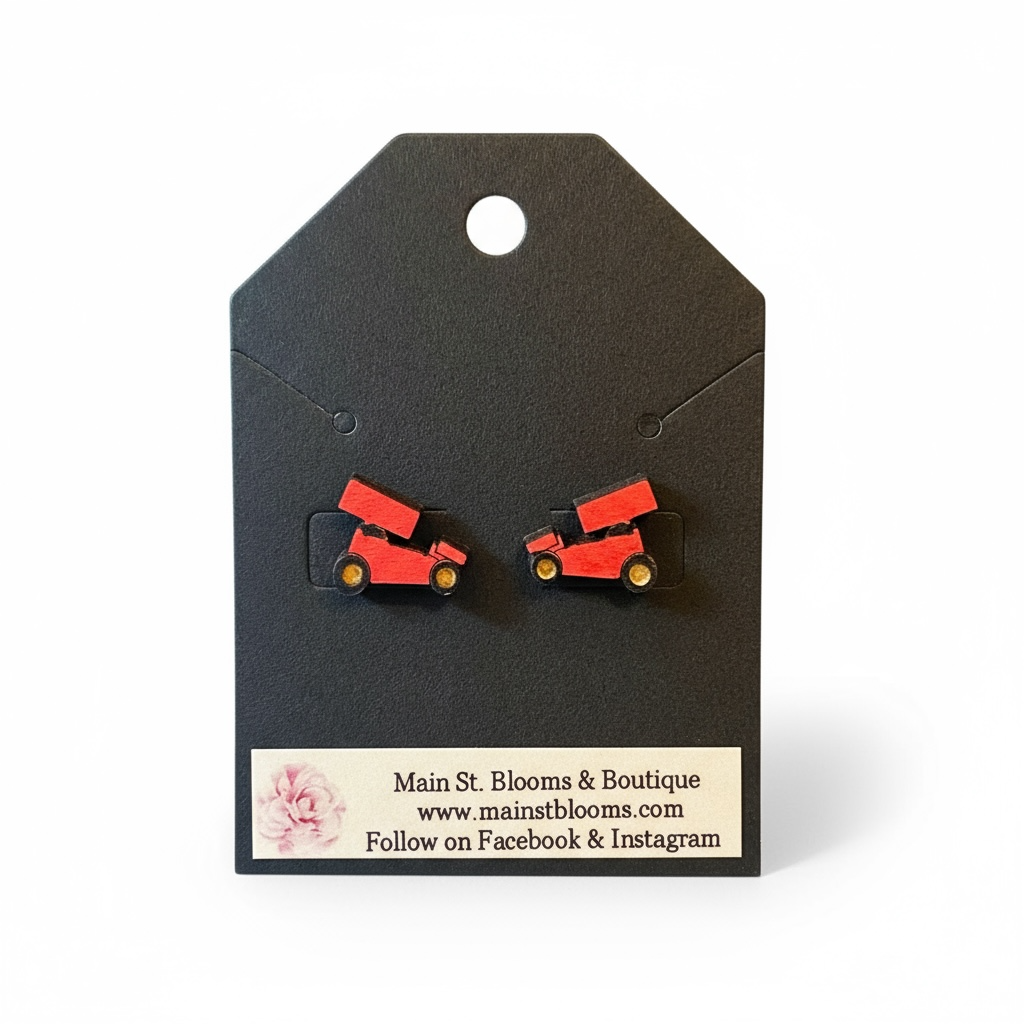 Sprint Car Wood Stud Earrings
