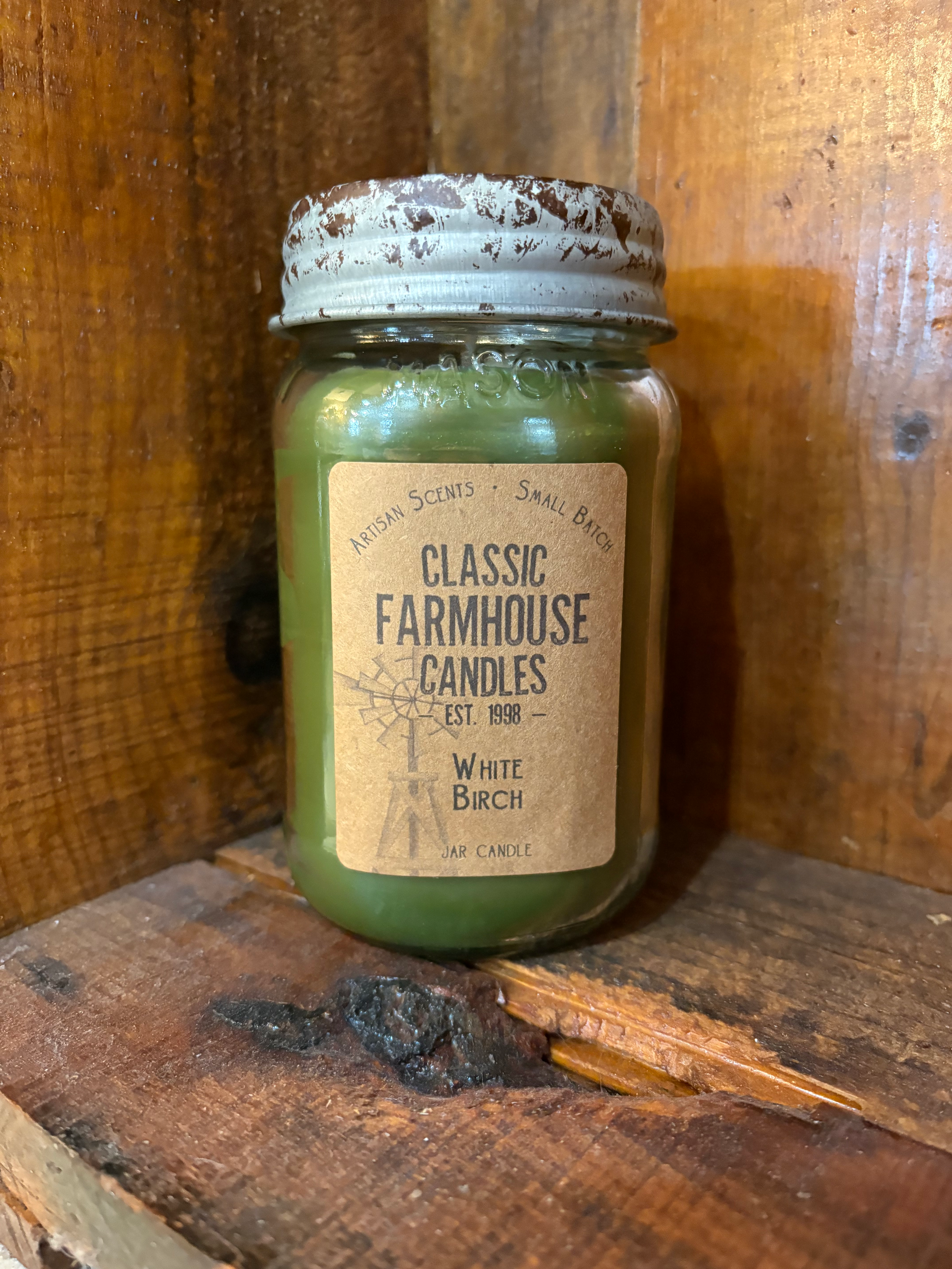 White Birch Star Jar Classic Farmhouse Candle