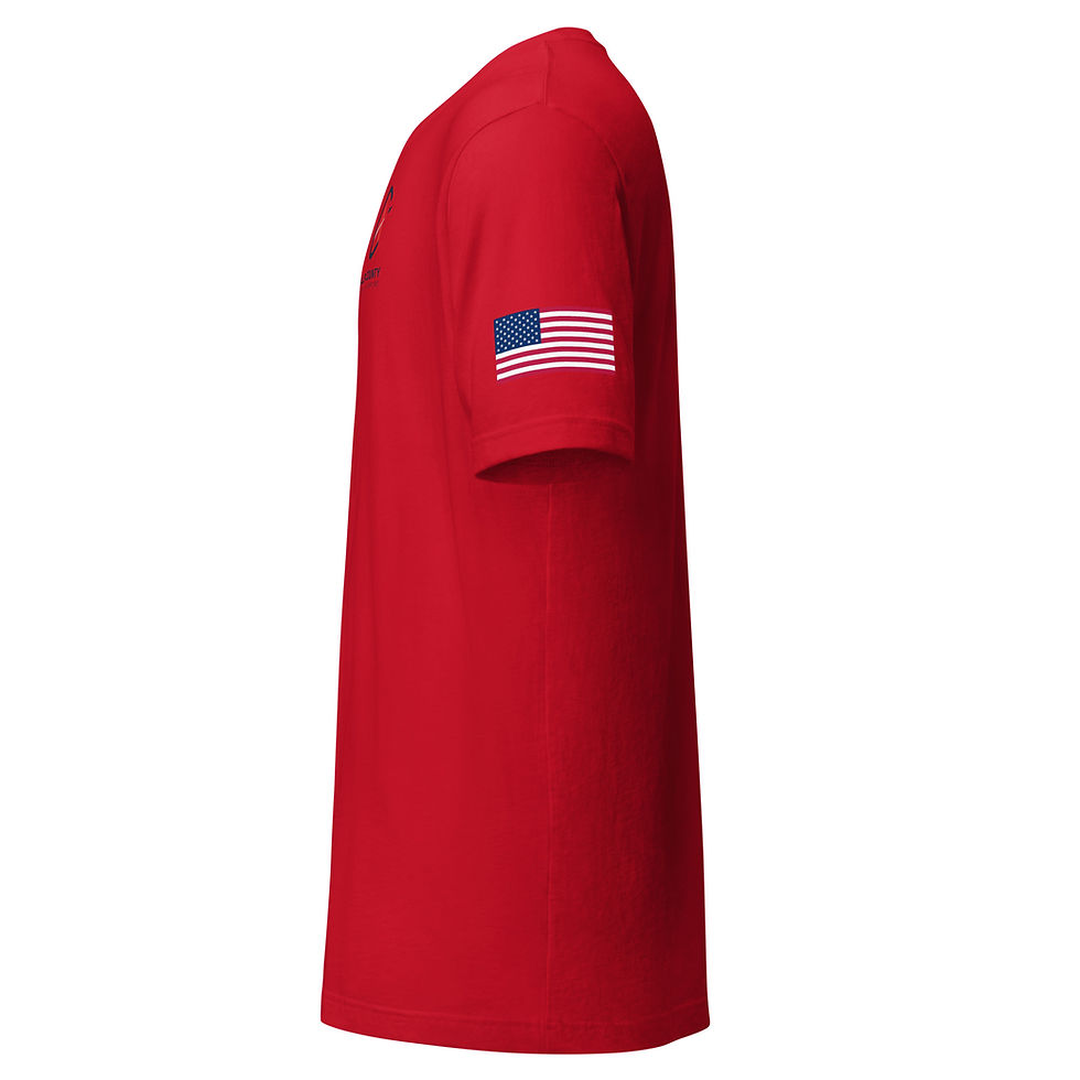 Thumbnail: Unisex t-shirt Front Print w/USA Flag on Left Sleeve