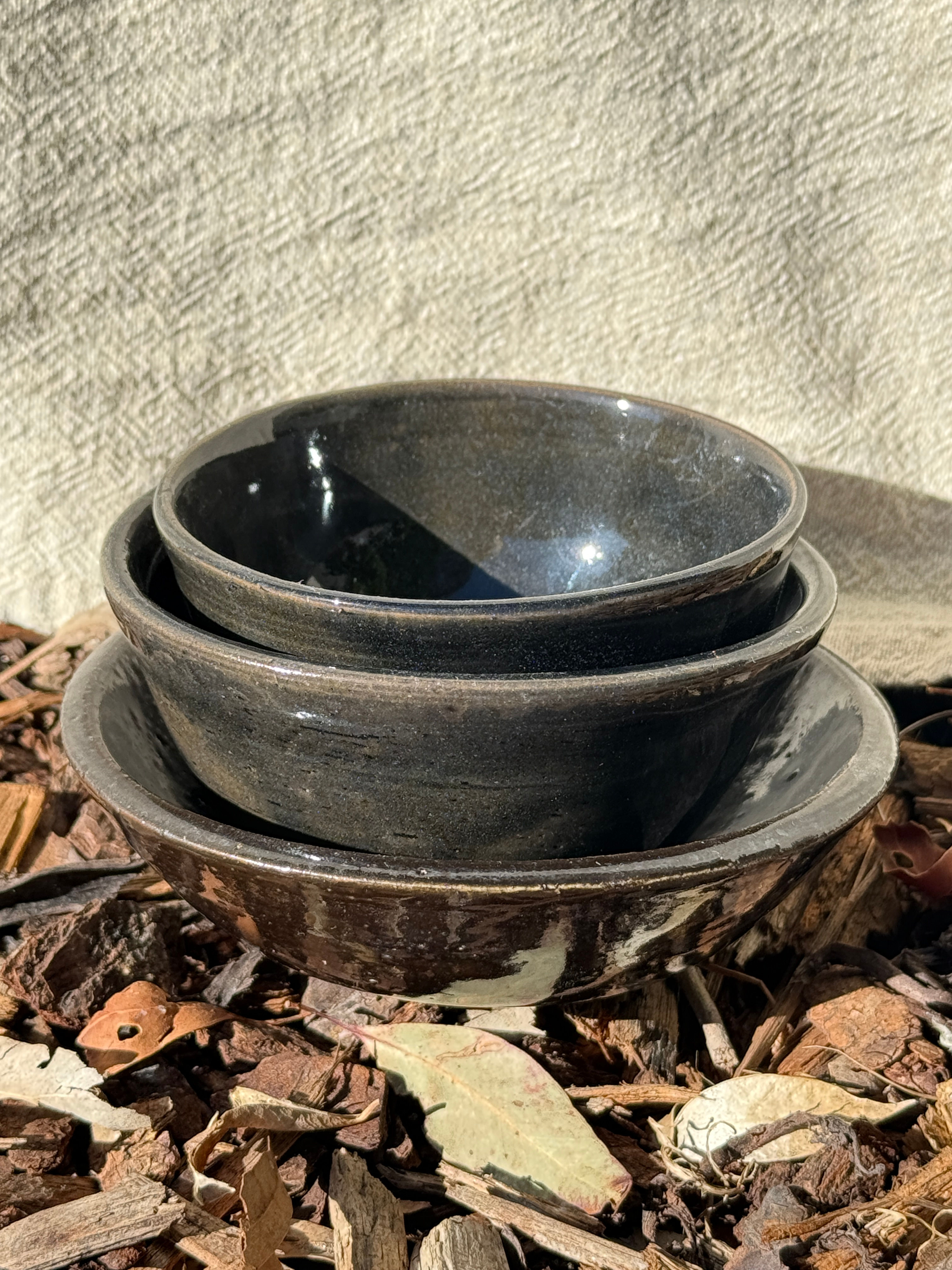 Black terracotta trio bowls - Sample Sale