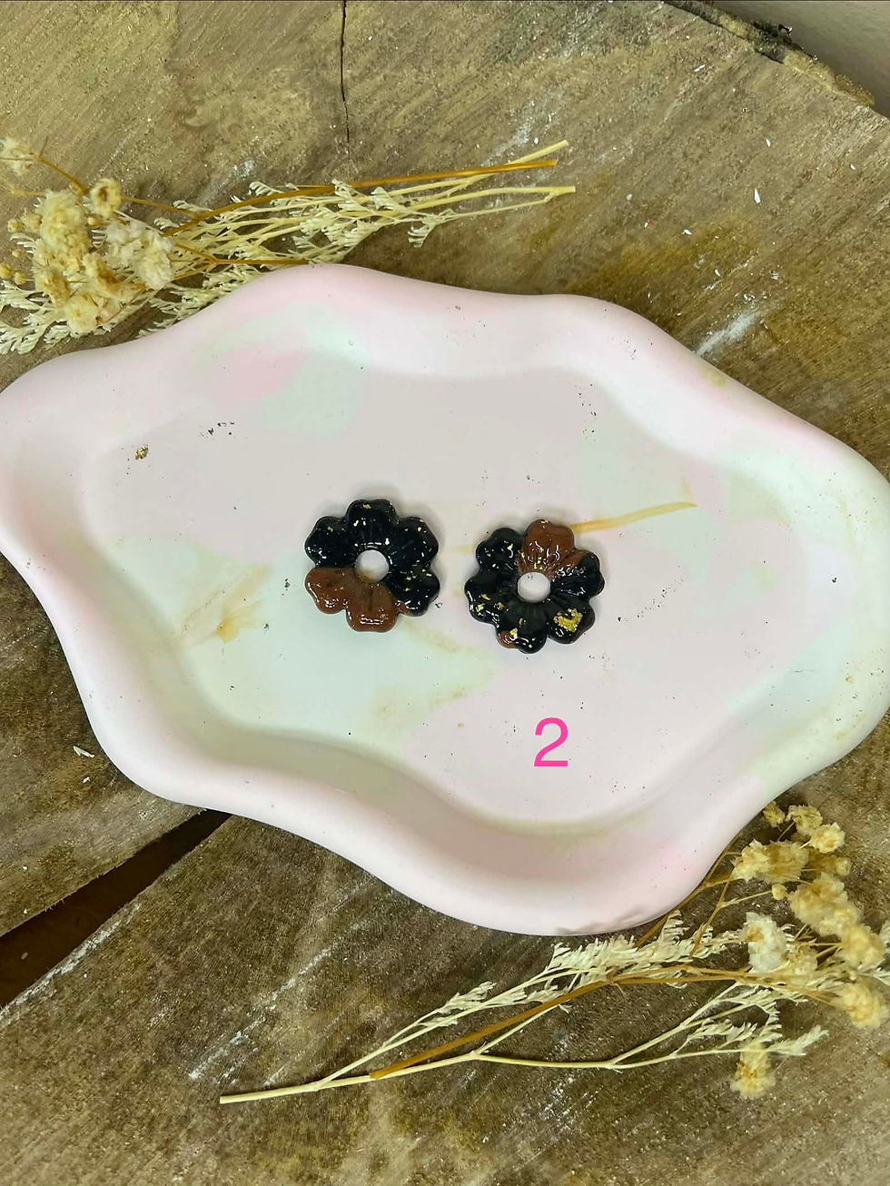 Miniature : Alma noires et brunes - Pampille en pâte polymère