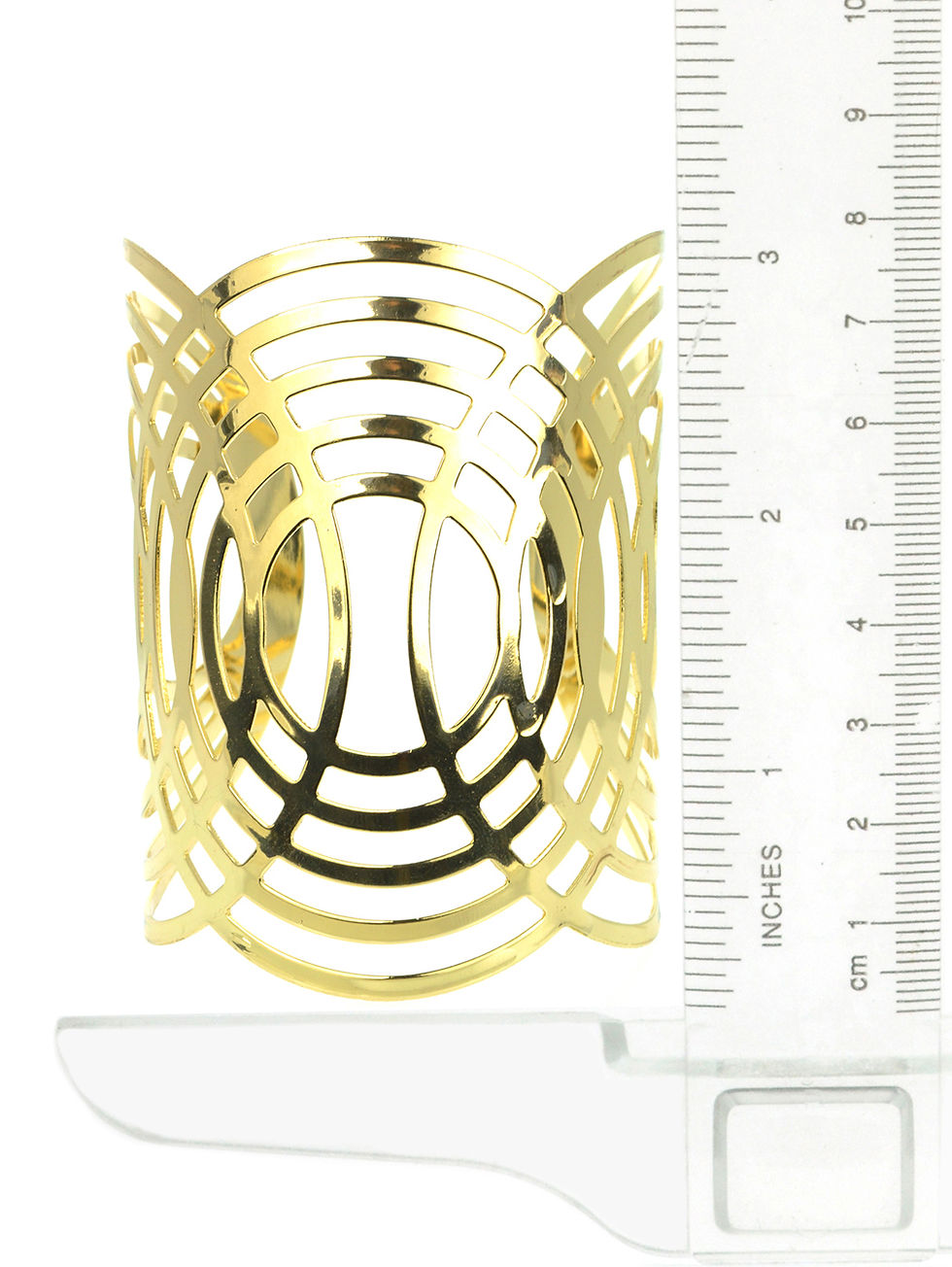 Thumbnail: Gold Long Metal Patterned Bracelet (Nushagak)