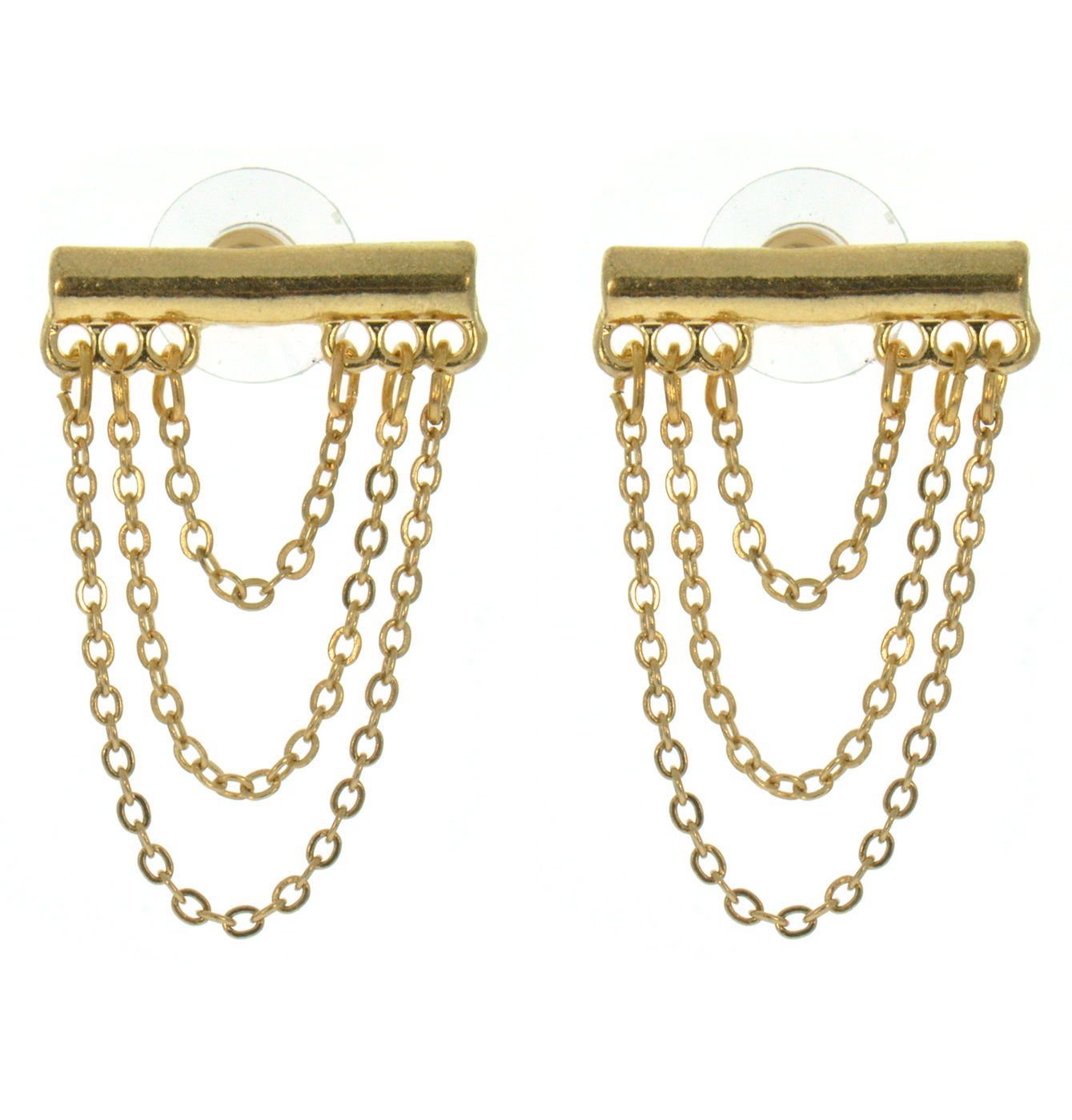 Gold Plate Triple Chain Earrings TD4005