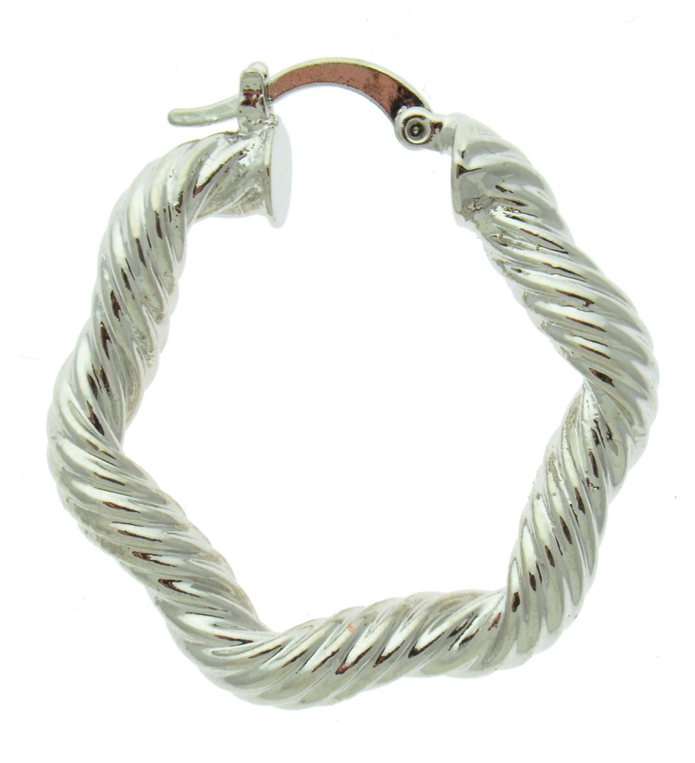 Thumbnail: Silver Thick Rope Hoop Earrings TD3994