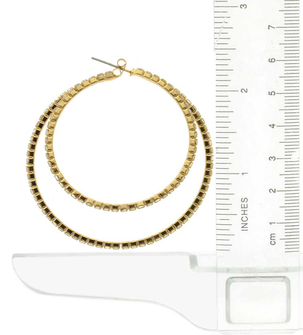 Thumbnail: Gold Rhinestone Layered Hoop Earrings TD3995