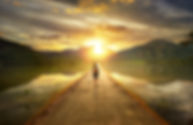 Walking down a beautiful path into the sunrise