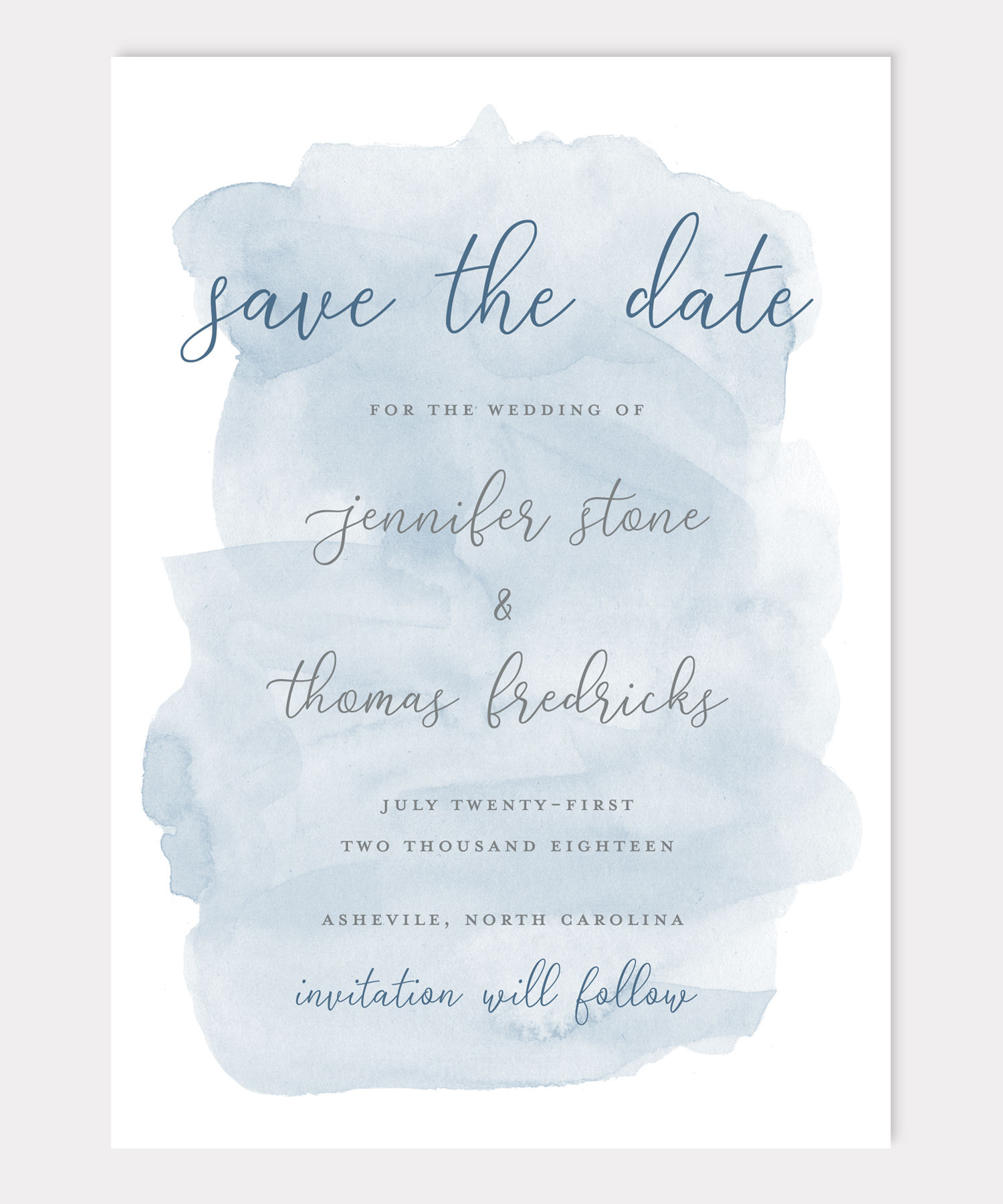 Custom Save the Date, custom save the date card, blue watercolor save the date