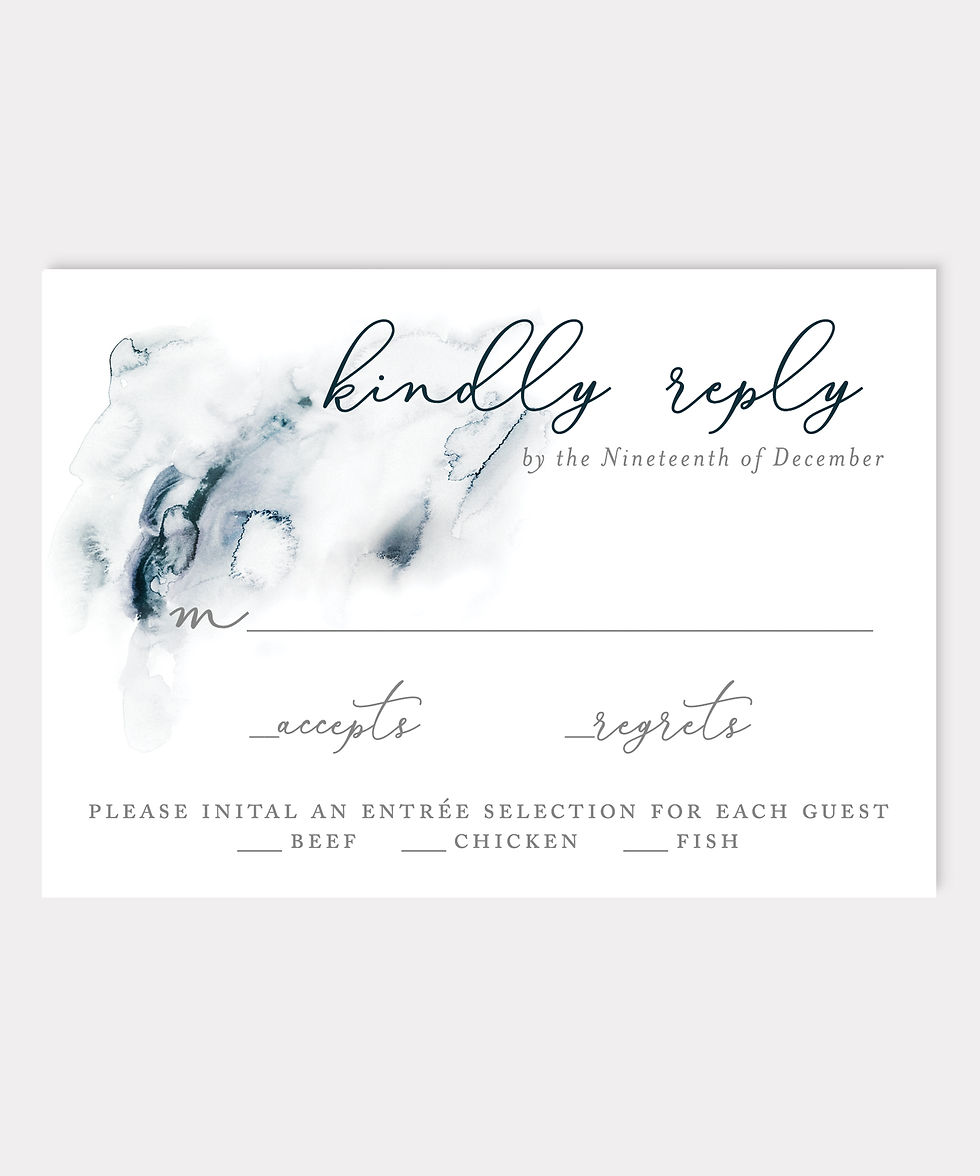Thumbnail: Navy watercolor modern calligraphy custom wedding invitation
