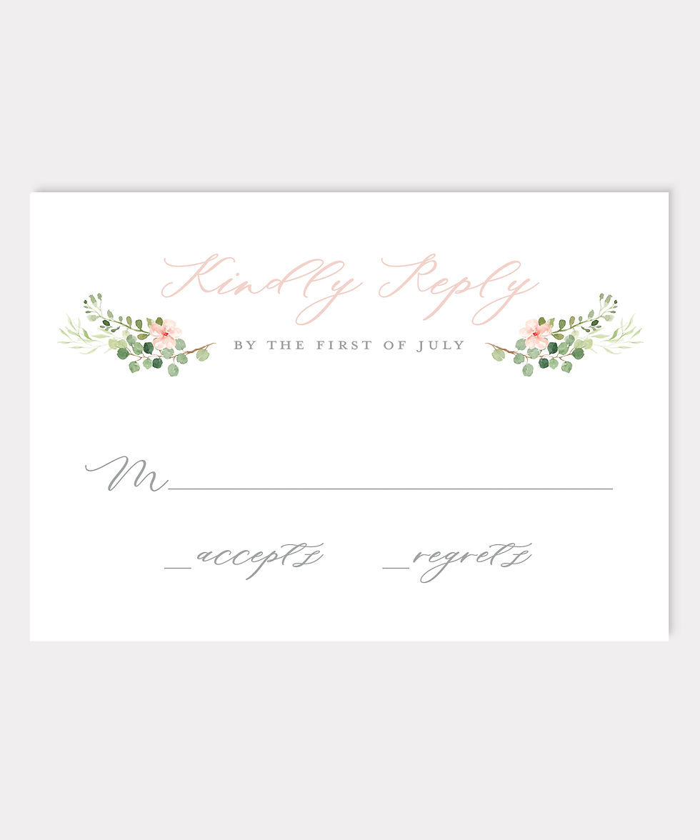 Thumbnail: Blush pink greenery floral watercolor custom wedding crest custom wedding invitation