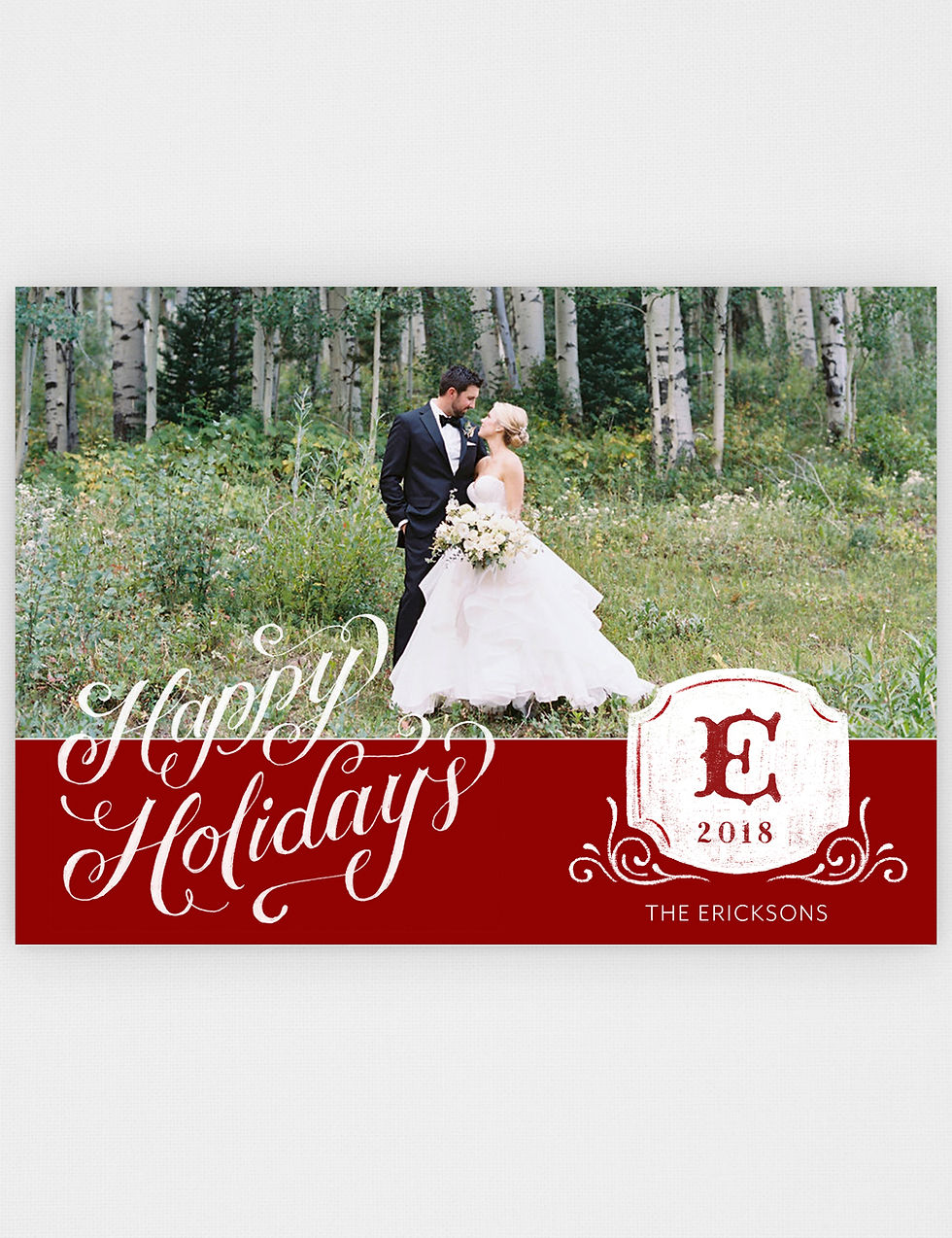 Thumbnail: Happy Holidays Monogram Photo Holiday Card