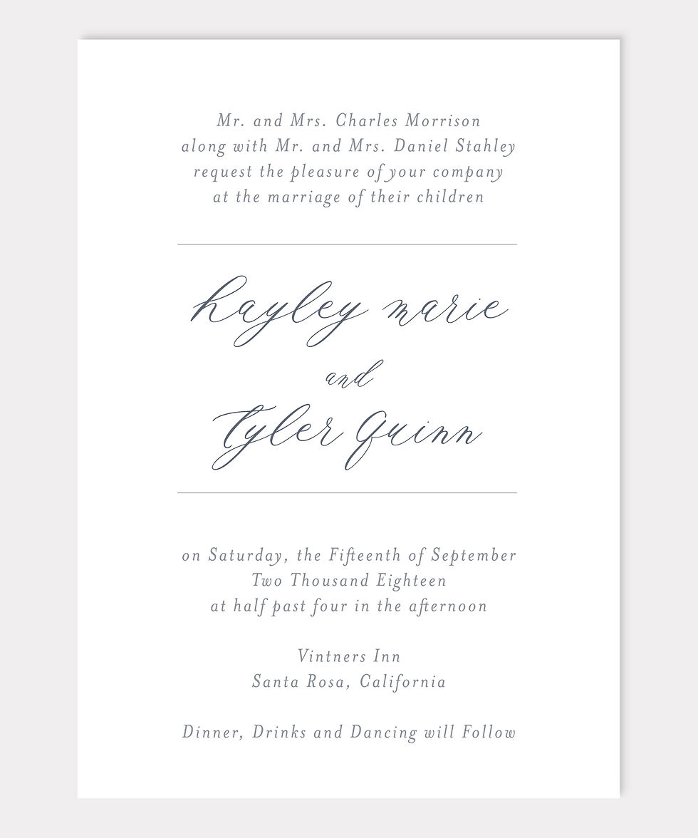 Modern calligraphy script custom wedding invitation