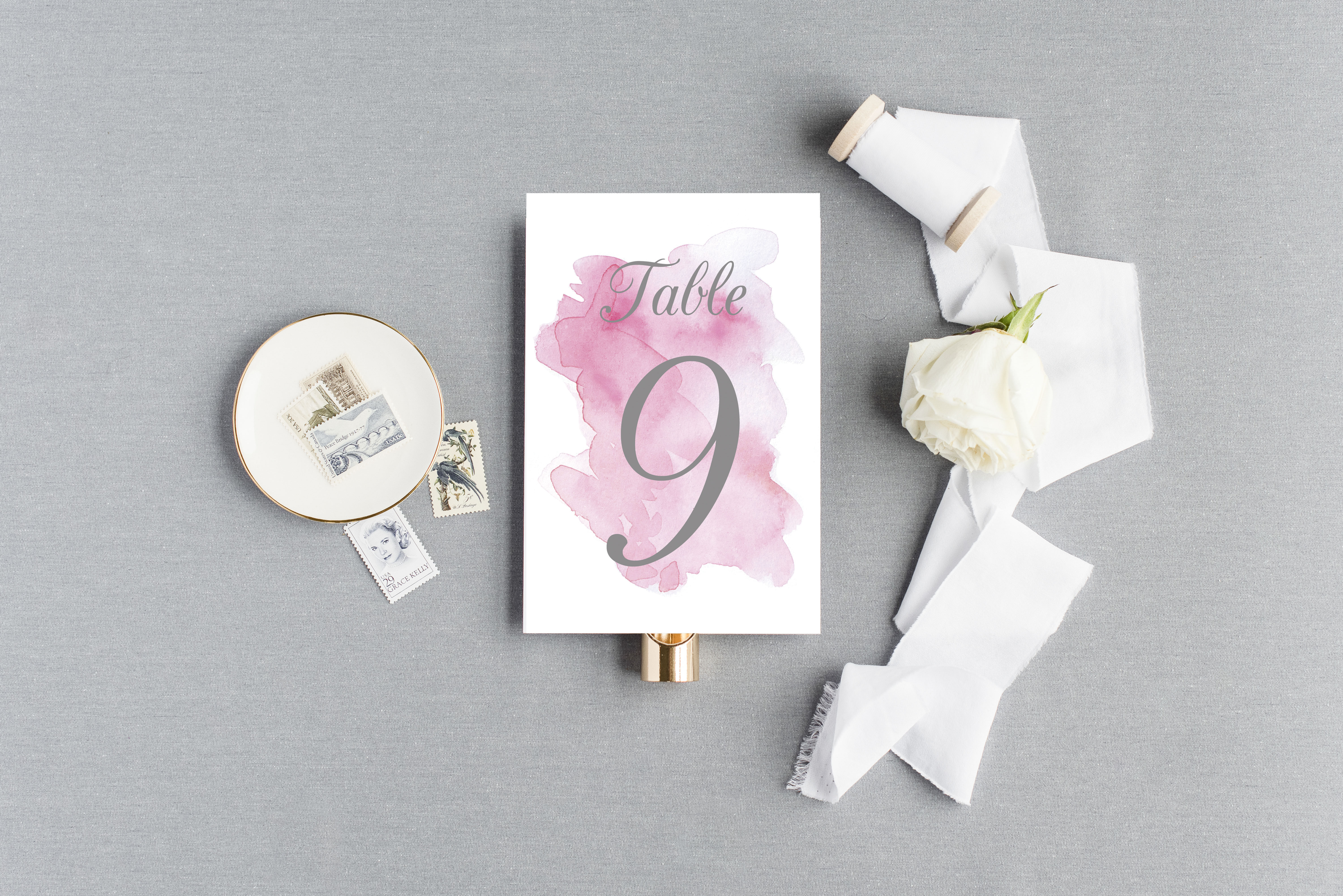 Pink Watercolor Table Numbers
