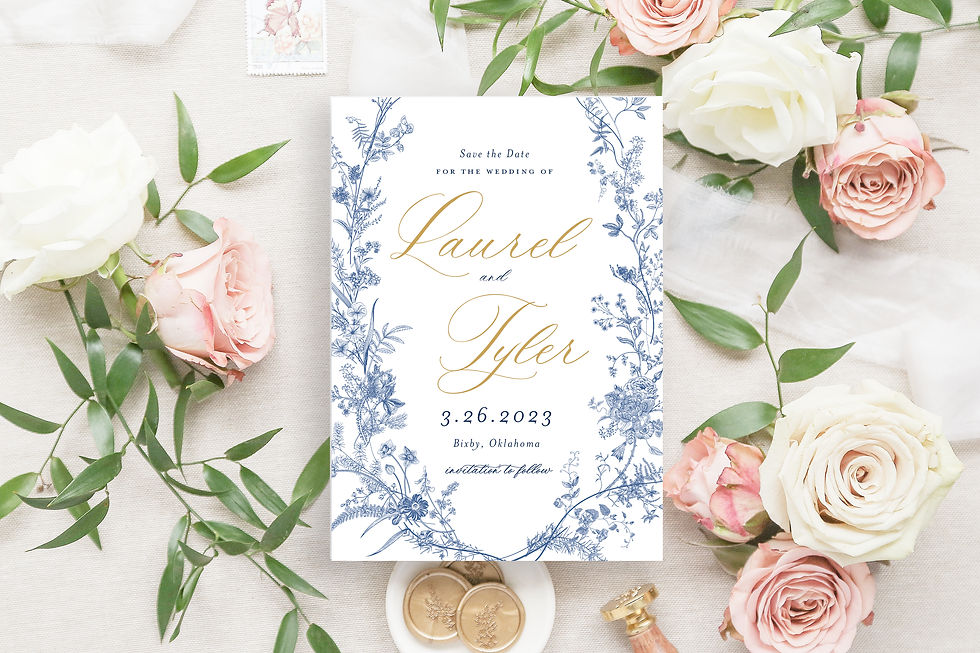 Custom Save the Date, custom save the date card, Blue Victorian save the date