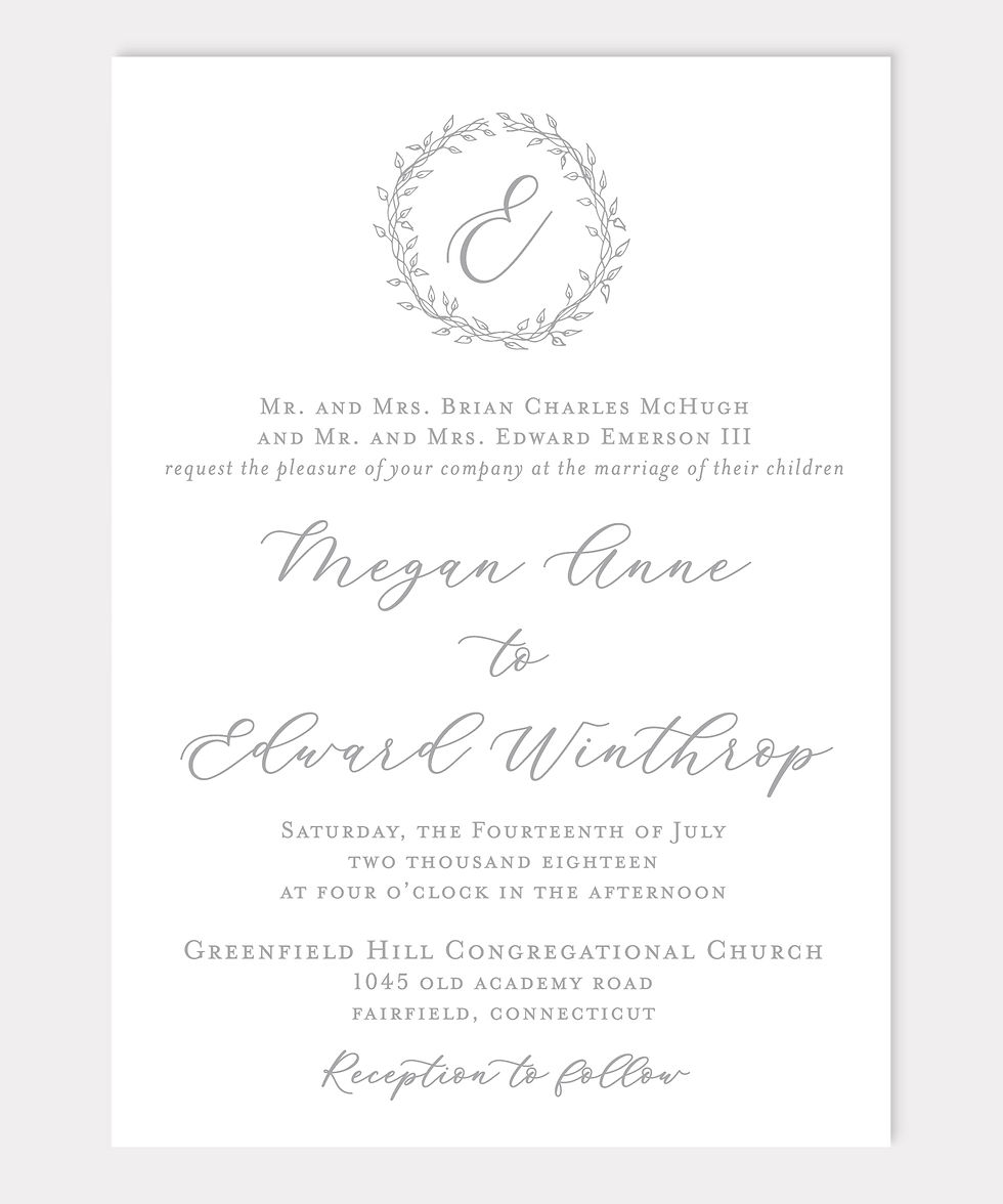 Modern Formal Wedding Monogram Wedding Crest Custom Wedding Invitation