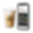 Carmela Coffee iced latte next to the Carmela mobile app on a smartphone screen.