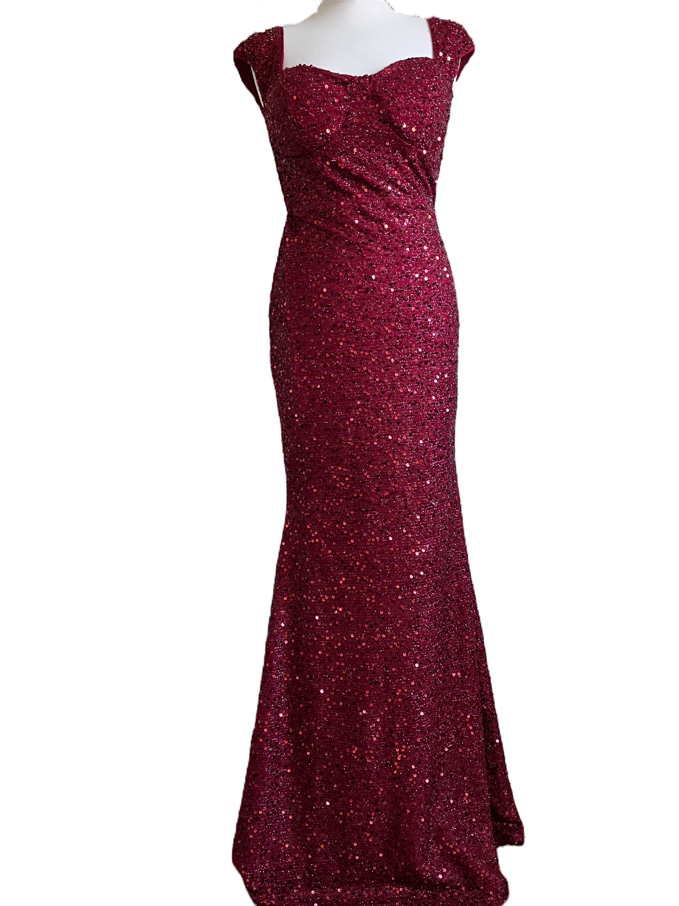 robe longue rouge sequin