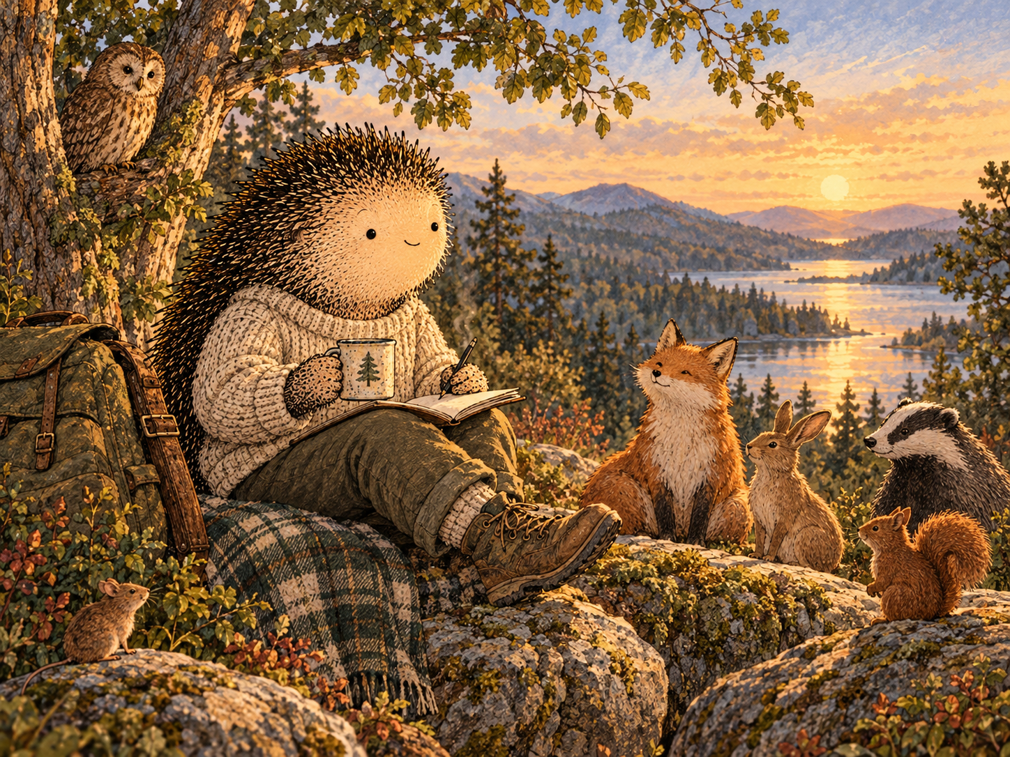 Day 16: You May Start Discovering What You Actually Like. Woodland hedgehog illustration.