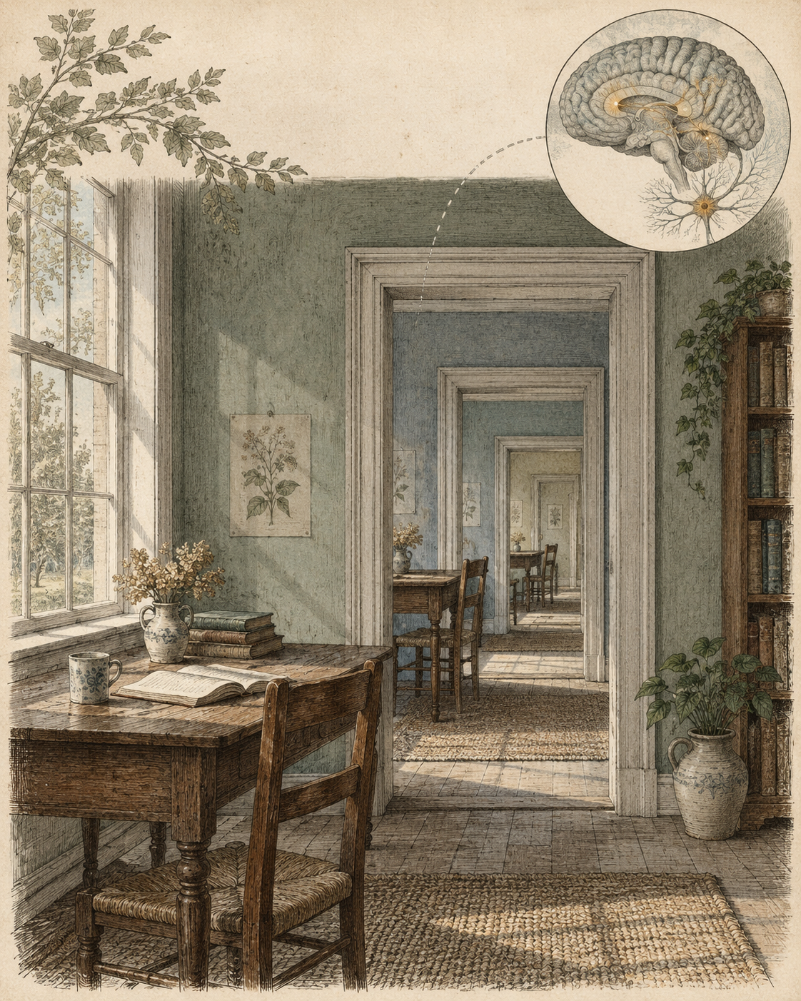 Vintage CWOB scientific illustration for Your Environment Is Always Training You